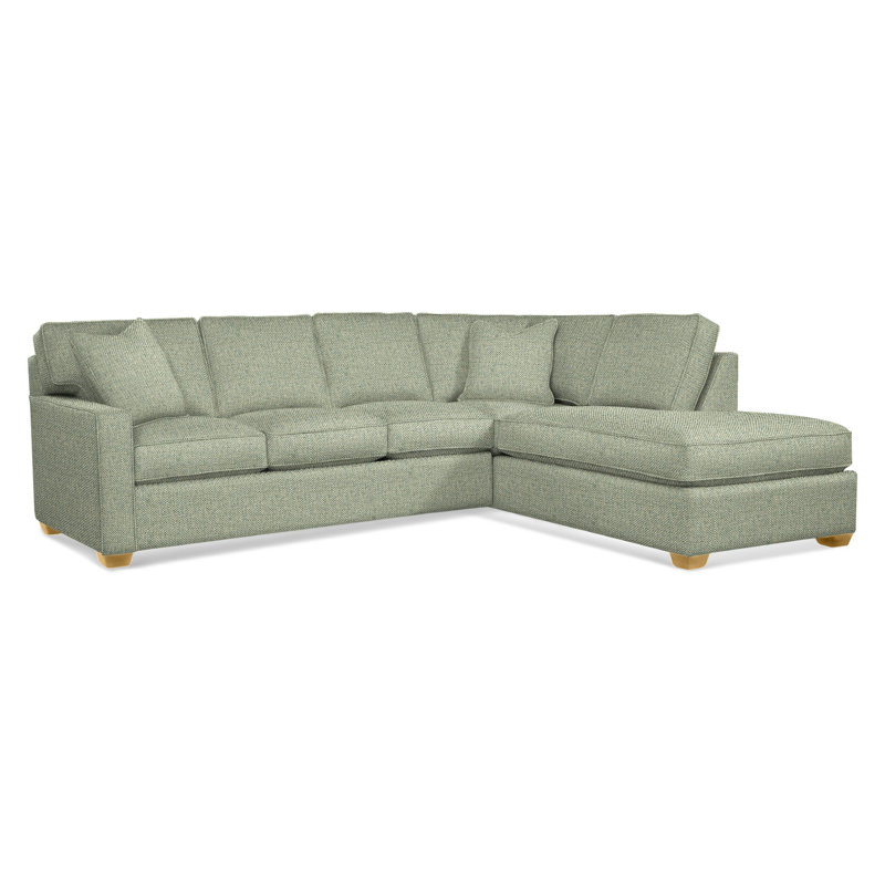 Ellora Upholstered L-Shaped Sectional, Right Hand Facing, Green Performance Fabric; 0851-54, Flax
