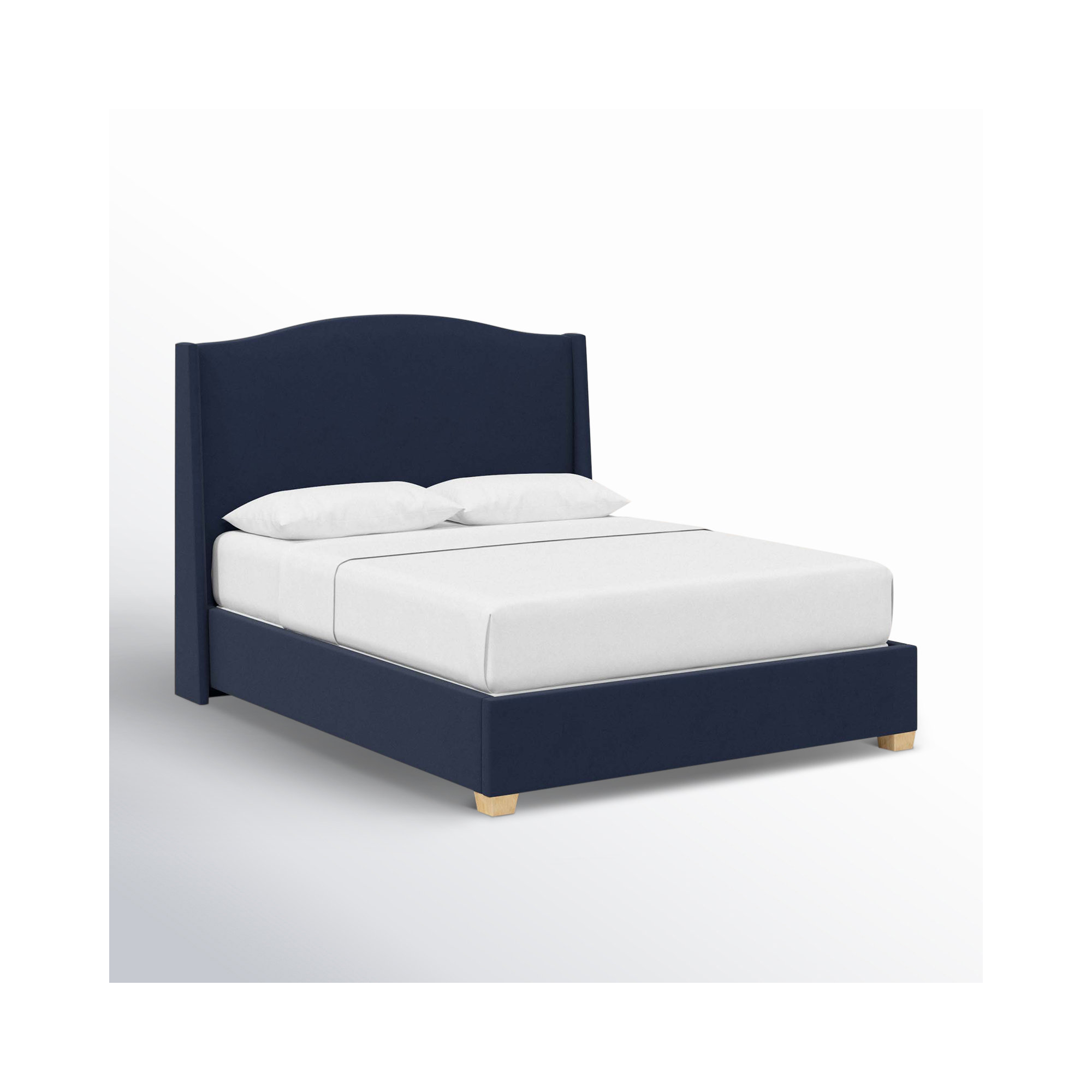 Allis Upholstered Wingback Bed, Classic Ink Performance Velvet, Queen