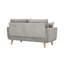 Velours côtelé gris Mid-Century de style Mid-Century avec base en bois massif et deux coussins décoratifs pour petits coins confortables