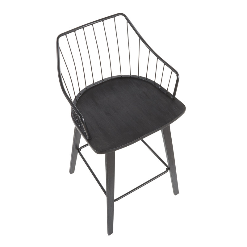 Lipman Solid Wood 25.75" Counter Stool, Black