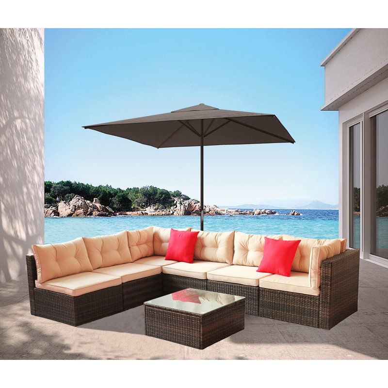 Ensemble de mobilier de patio avec rotin PE, canapé d'angle modulaire de jardin, solution de siège d'extérieur réglable et durable