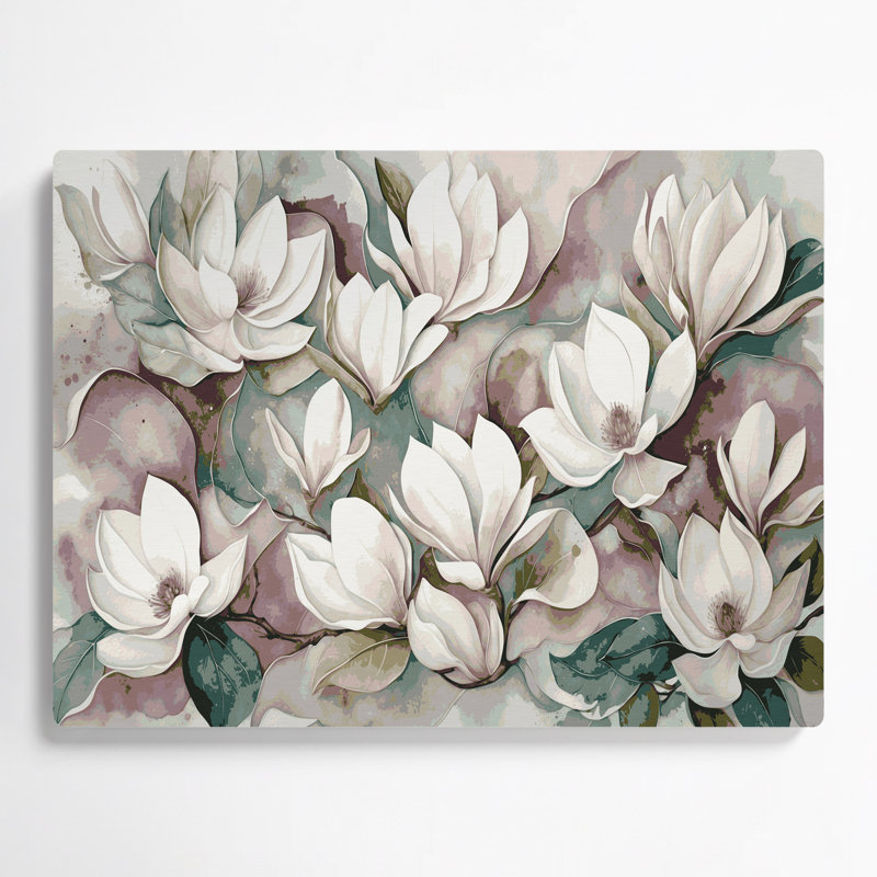 Art mural en métal botanique gris magnolia, H 20 po x l 30 po