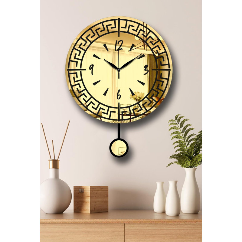 Elegant Decorative Wall Clock, Gold Finish, 15.4 x 19.7 inches | Durable MDF & Acrylic Construction, Thickness: 0.1 inches | Modern Design for Living Room, Office, or Kitchen - Stylish Timepiece & Home Decor