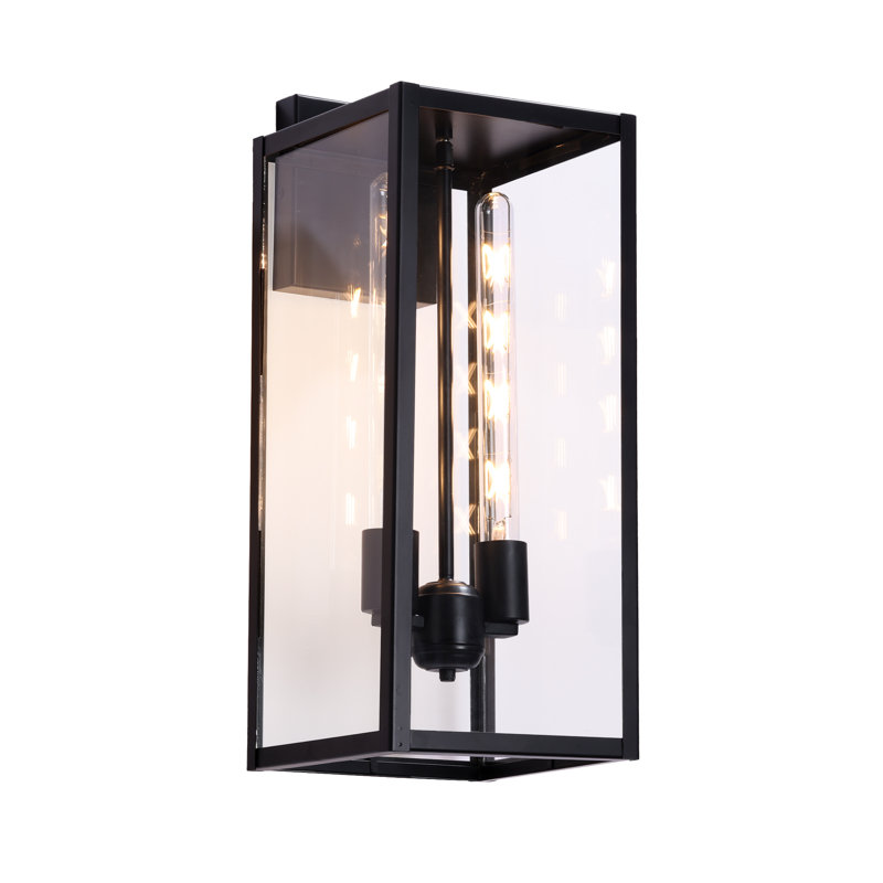 Black Rectangular Double-Bulb Outdoor Walllamp(Set Of 4), 20.47" H x 8.27" W x 8.27" D, Black