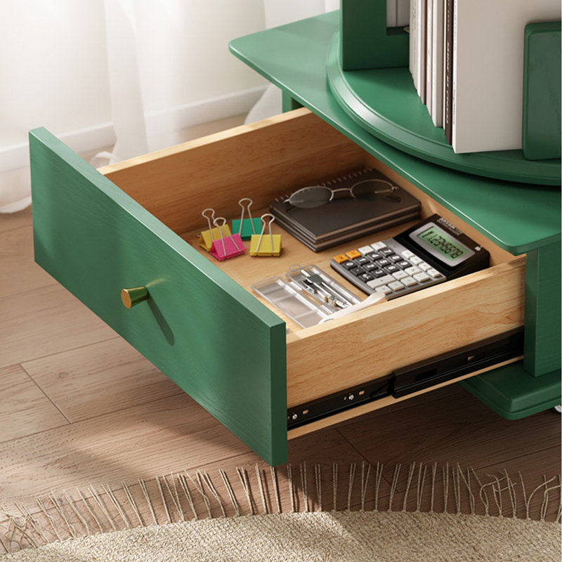 Bibliothèque rotative de style moderne, (3 tablettes) H 46,85 po x l 19,29 po x P 19,29 po, Vert