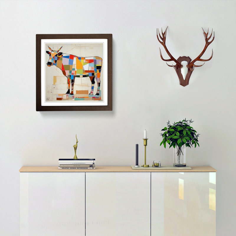 Cow Constructivism - Framed Print, Walnut