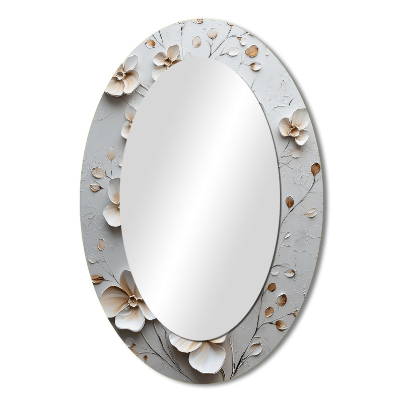 Miroir mural traditionnel blanc et doré, 36 po x 24 po