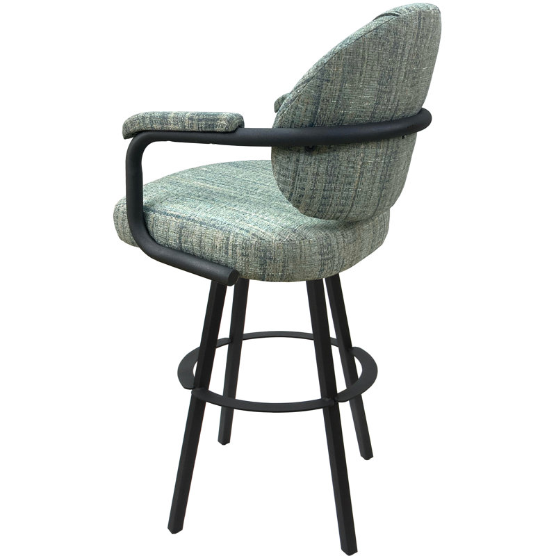 Tabouret de comptoir pivotant 30 po Mahlum, Mélange de polyester bleu / cadre gris