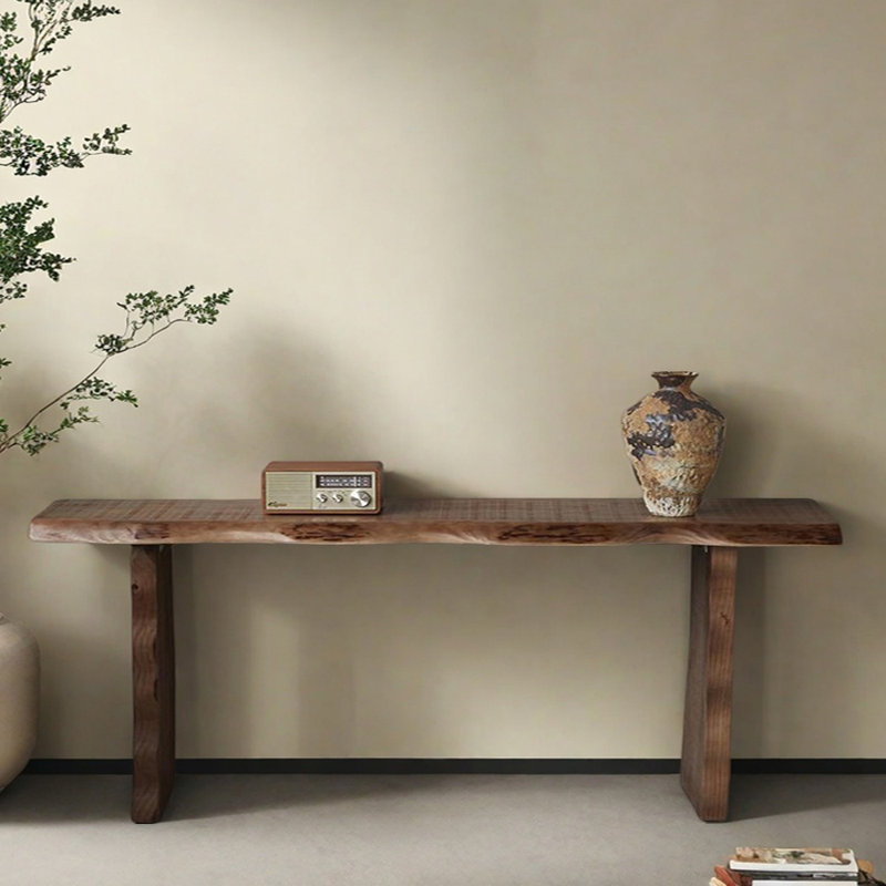 Wabi-Sabi Style Solid Pine Hallway Table, 29.5" H x 86.6" W x 15.7" D