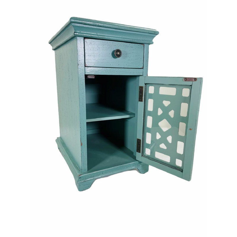 Table de rangement Arshawn gris vieilli, Bleu