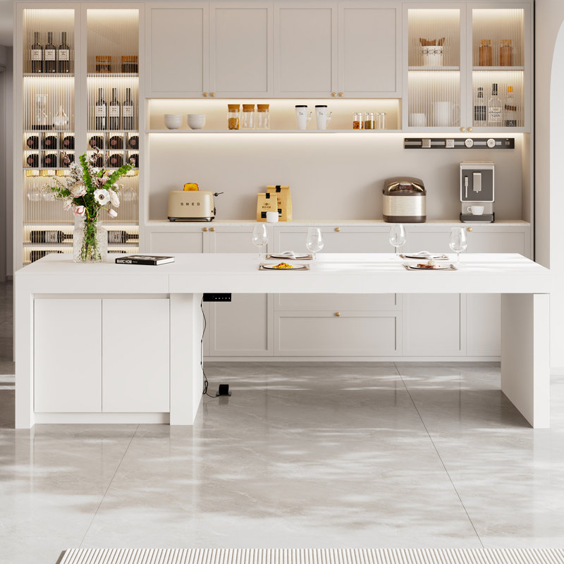 Height-Adjustable Kitchen Island With Dual Storage