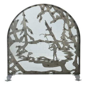 Fly Fishing Creek Single Panel Fireplace Screen
