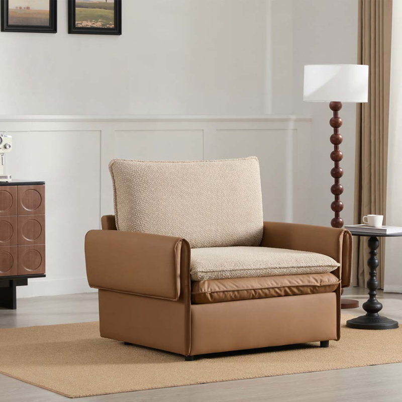Chaise d'appoint rembourrée avec dossier rembourré Keenan, Orange foncé