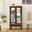 Cabinet avec tablettes réglables et panneau arrière en miroir, portes en verre trempé-720378173