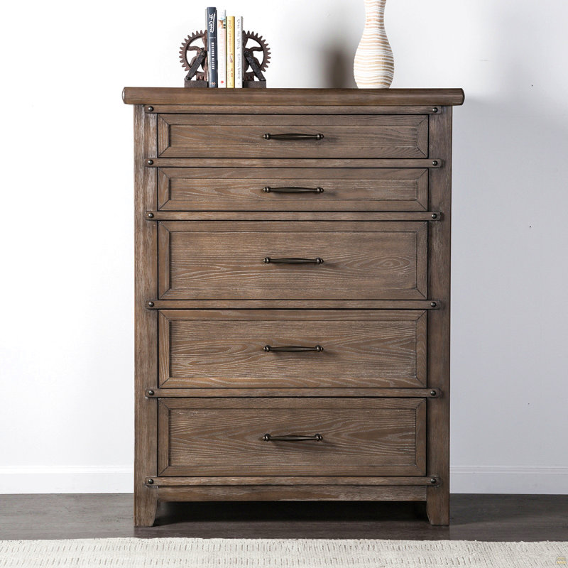 Commode 1 pièce 5 tiroirs, Brun