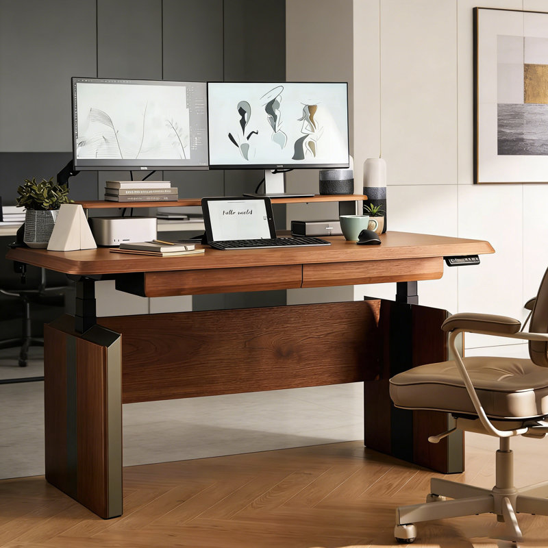 Bureau électrique à hauteur réglable Nordic, H 29,53 po x l 86,61 po x P 31,5 po