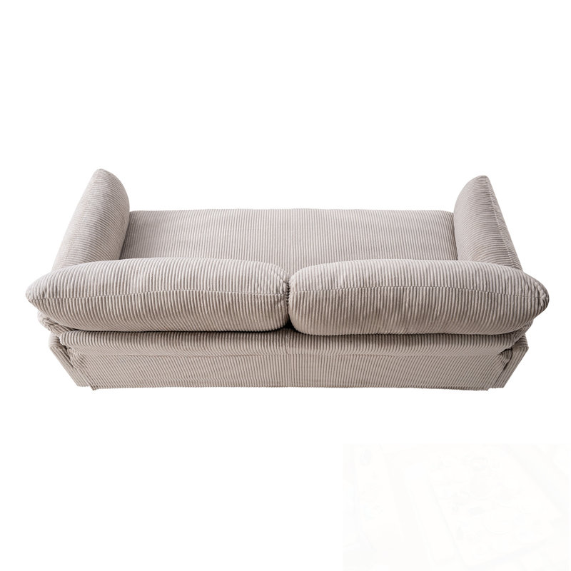 Causeuse en velours côtelé avec coussin moelleux, Chameau