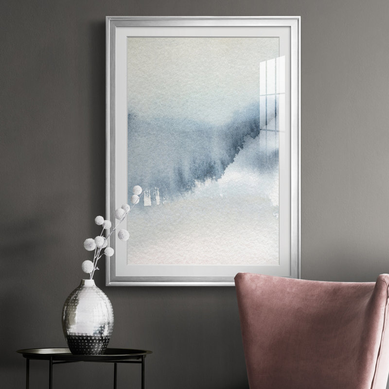 Summer Rain II - peinture encadrée, Argent, H 26,5 po x l 36,5 po x P 1,5 po