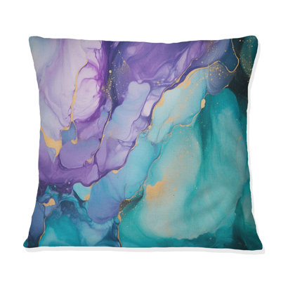 Coussin Turquoise et mauve liquide Art III - Fractals