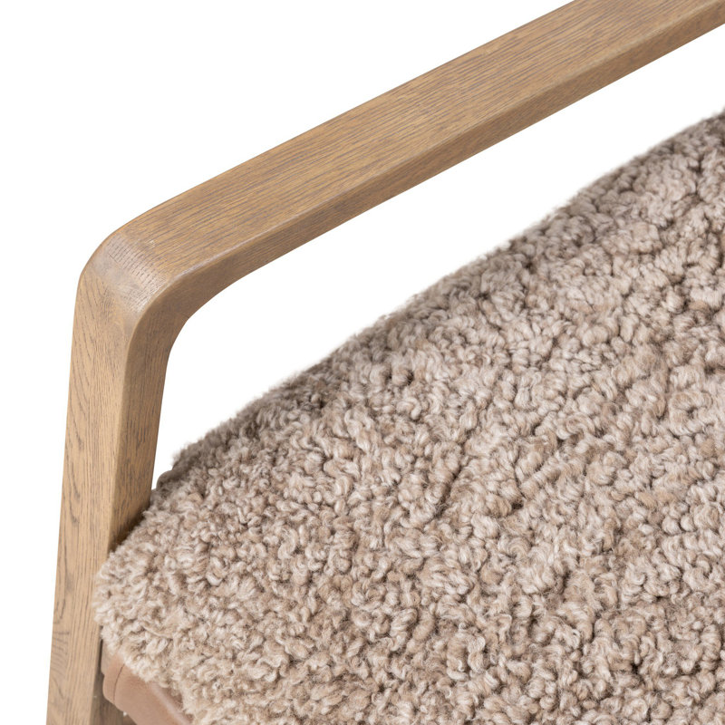 Ace Chair, Surrey Olive, Taupe Genuine Shearling, Drifted Oak
