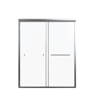 Double Bypass Bathroom Door, Tempered Glass, , Advanced Construction Semi- Shower 56"-60" W, Incomparable Strength