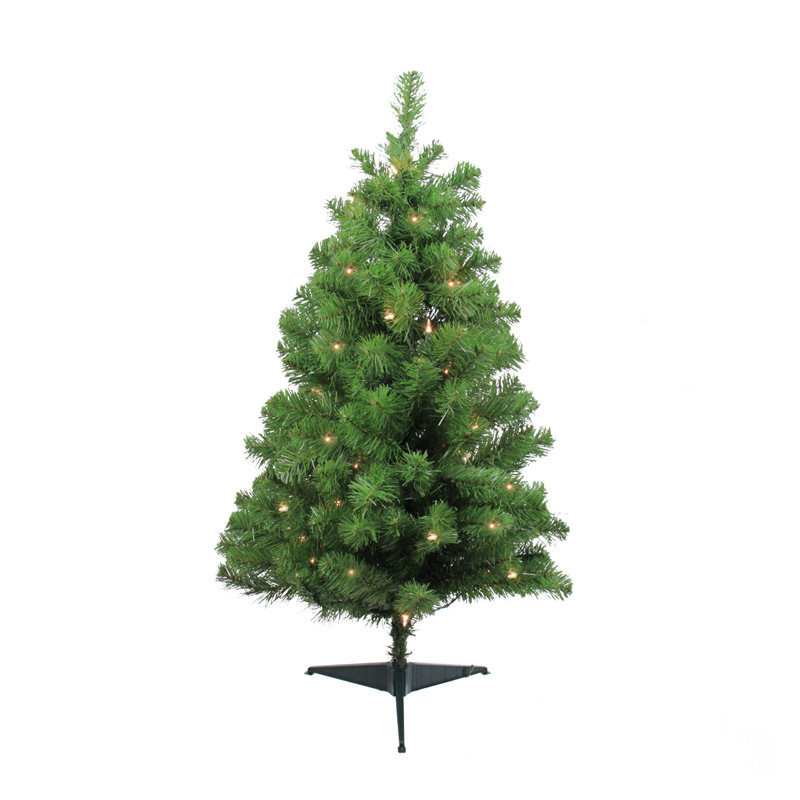 Sapin de Noël artificiel vert moyen 3 pi avec lumières claires