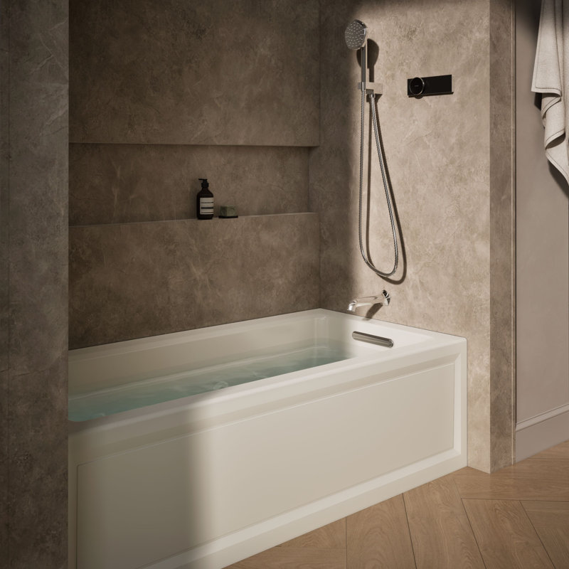 Archer 66" X 32" Integral Apron Whirlpool with Integral Flange and Left-Hand Drain, Biscuit, Right
