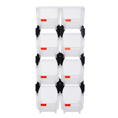 Transparent Plastic Stackable Storage Bins 10.9 X 5.5 5.1 Inch 8 Pack For Organizing Small Parts And Office Accessories In Closet Or Garage With Easy - To Clean Design Designed Reinforced Pillar
