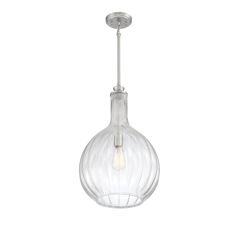 Luminaire suspendu sphère 1 lumière Suzette, Nickel satiné