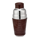 Graphic Image Cocktail Shaker, Leather, Brown Embossed Croc Leather