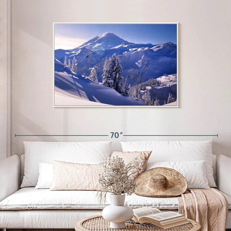 Soleil d'hiver du mont Baker, Cadre flottant blanc, 43 po x 29 po