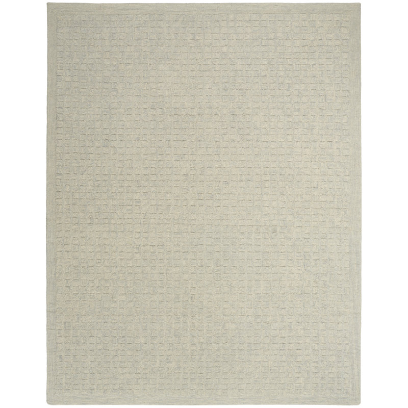 Tapis d'intérieur bleu clair DCLY Pure Grids, Rectangle 7 pi 9 po x 9 pi 9 po