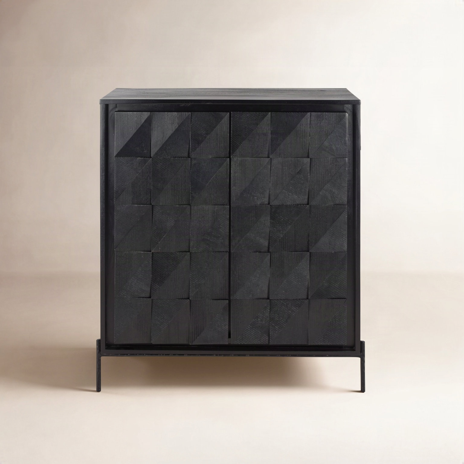 Solid Wood and Iron Accent Cabinet