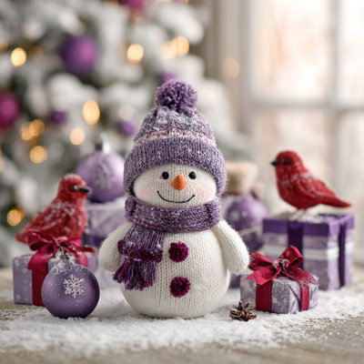 «Mauve chapeau de bonhomme de neige» avec art mural sur toile tendue