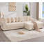 Canapé modulaire en L 110,75 po, canapé modulaire en velours côtelé, avec repose-pieds mobile, porte-gobelets, 8 coussins décoratifs, poche latérale, déplier dans un lit, beige-1709417259