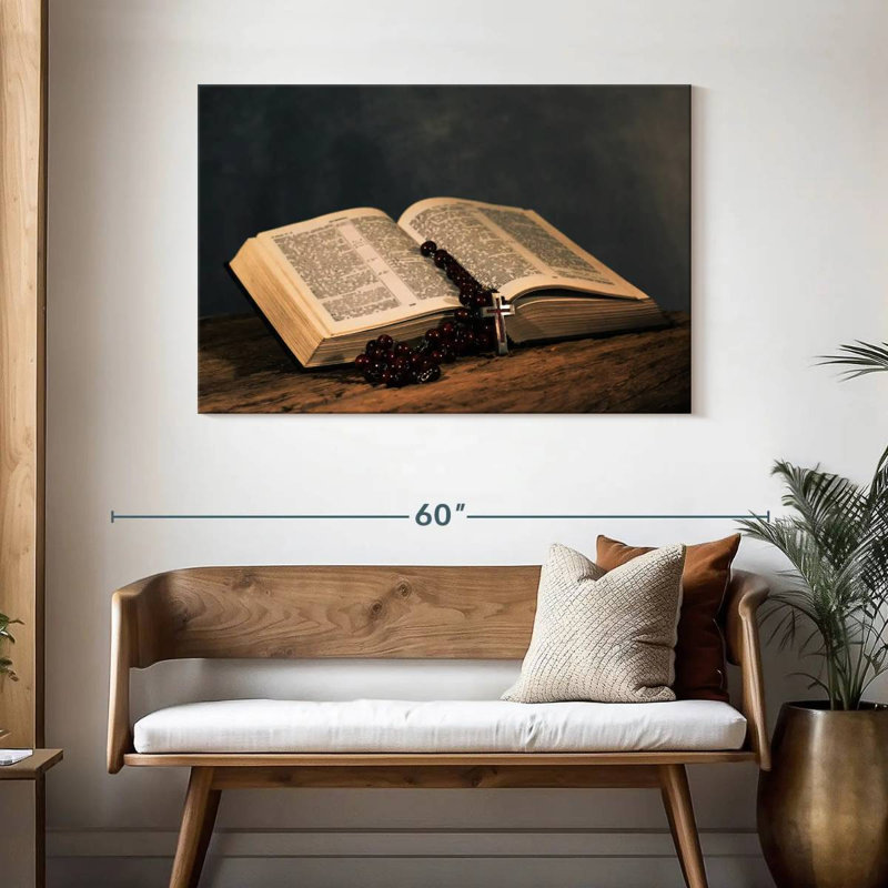 Rosaire Adella sur la bible, H 30 po x l 45 po