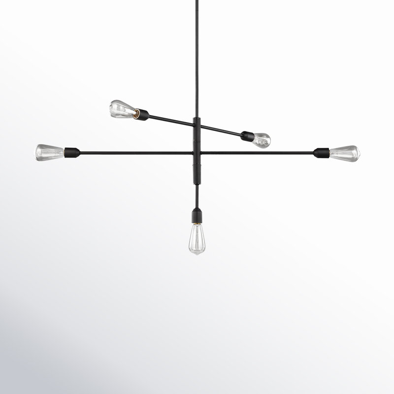 Allman 5 - Light Dimmable Modern Linear Chandelier, Midnight Black