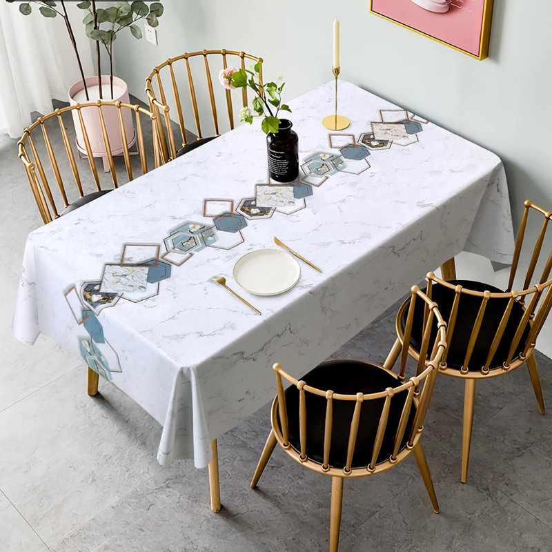 Geometric Vinyl Tablecloth, 106" L x 55" W
