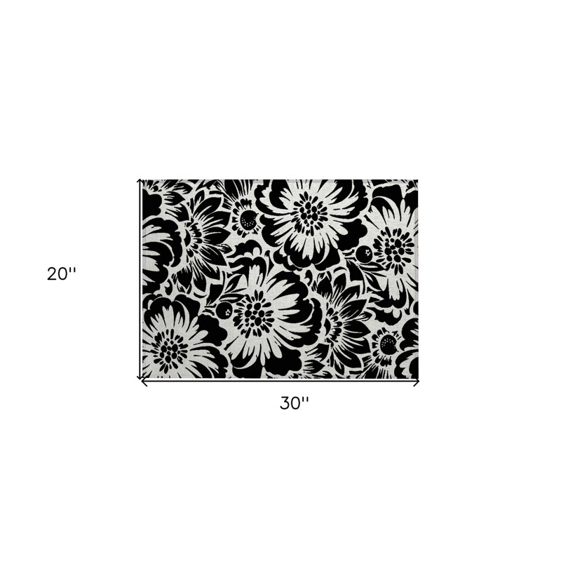 Tapis extérieur lavable antidérapant noir et ivoire 2 pi x 3 pi