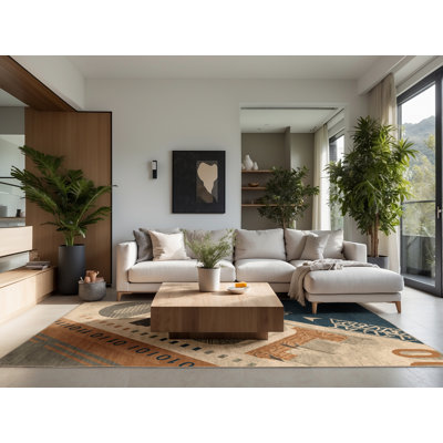 Tapis à motif géométrique doux et moelleux à motifs géométriques modernes et contemporains en brun - beige