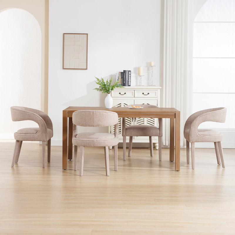 Upholstered Modern Dining Room Chairs With Arms For Kitchen/Dining Room/Living Room, 2, Khaki