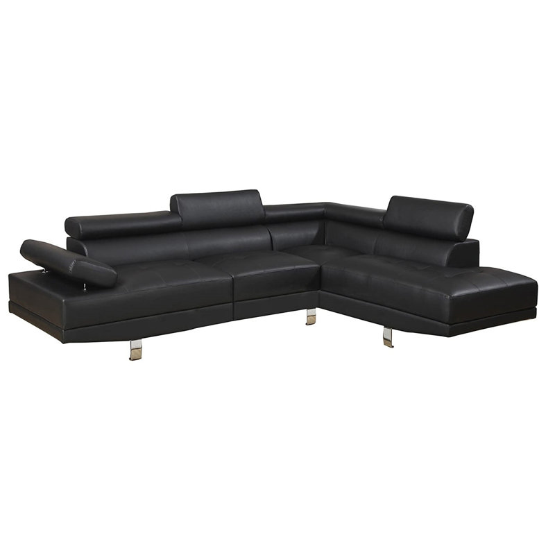 Canapé modulaire en similicuir noir, Noir
