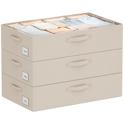 3 bacs de rangement sous le lit avec structure en métal - Organisateur de chaussures pour garde-robe avec couvercle transparent Organisateur de vêtements robuste et pliable