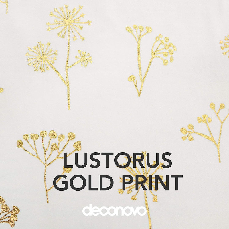 Deconovoout Eyelet Curtains, Home Decorative Gold  Printed Curtains, Thermal Insulated Curtains For Bedroom, 5, 2 Panels