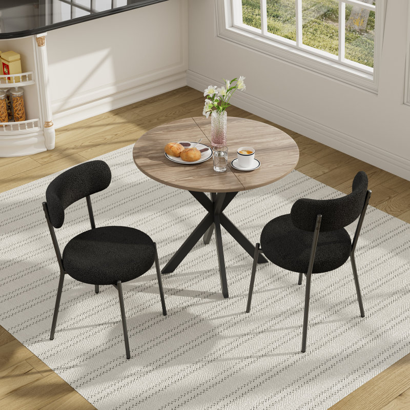 Ensemble de 3 tables de salle à manger rondes pour 2, Noir, noir, noir, noir