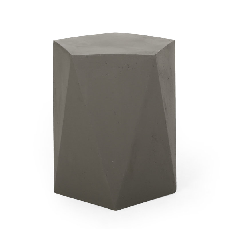 Modern Lightweight Concrete Pentagon Side Table, 15.71"W X 15.71"D 17.63"H, No Assembly, Pale Gray Design, Dolomite