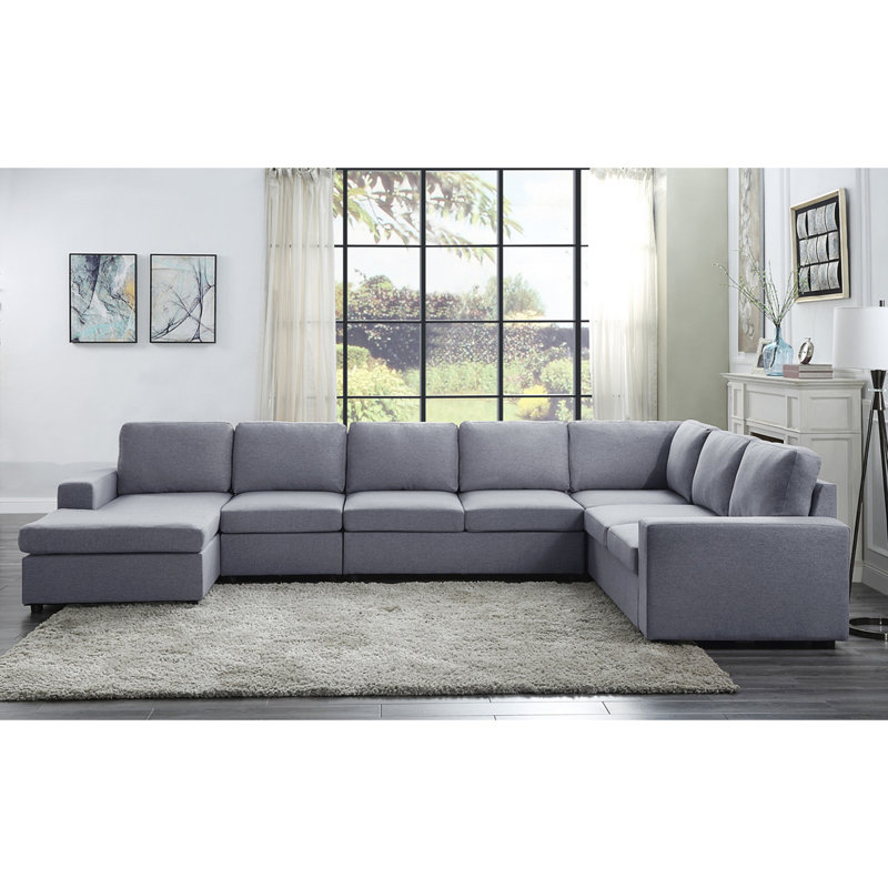 Canapé modulaire réversible 147 pouces en lin 147 places, H 33 po x l 147 po x P 94 po
