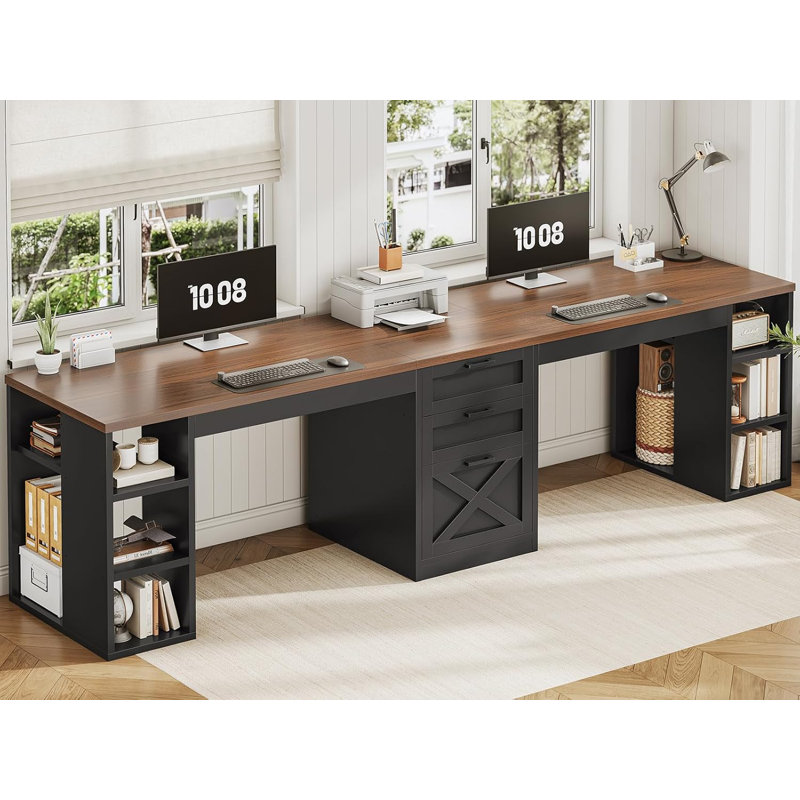 Bureau de direction 96,5 po, Brun / Noir