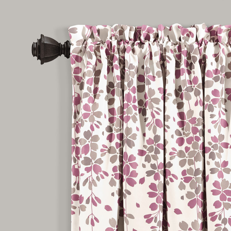 Weeping Flowers Room Darkening Pair, Cream/Purple, 52" W x 84" H