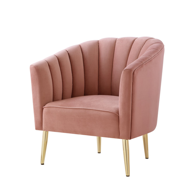 Fauteuil demi-tonneau Khalid, Rosé, Or